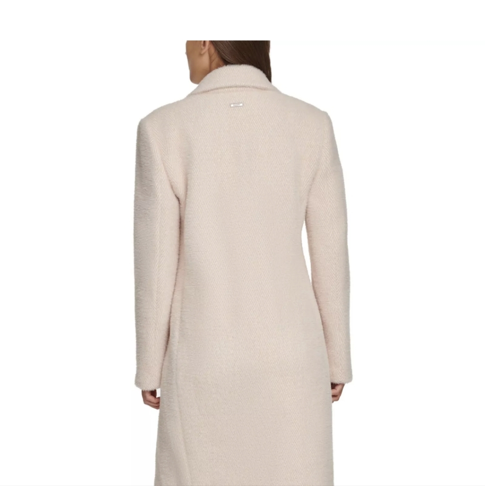 NWT DKNY Button up Walker Coat cream and pink Chevron pattern - Picture 4 of 11